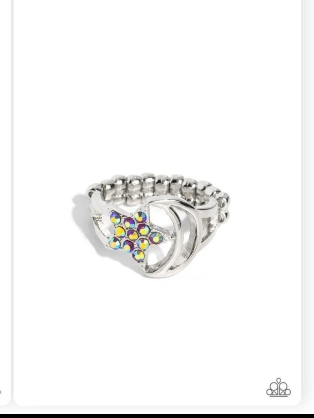Stargazing Style Paparazzi Silver Star Ring with Iridescent Accent Stones